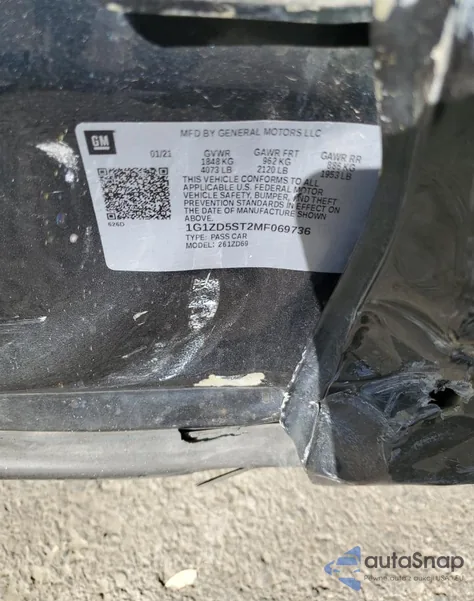 2021 Chevrolet Malibu Lt z USA, uszkodzony, nr VIN 1G1ZD5ST2MF069736